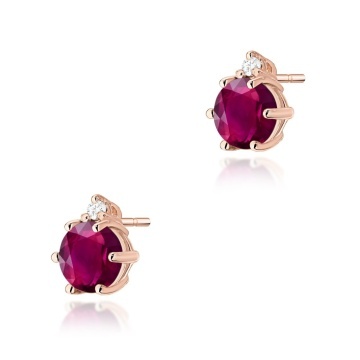 Cercei Aur 14K cu Rhodolite 0.60 ct si Diamante Naturale 0.03 ct - Img 3