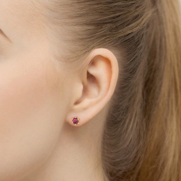 Cercei Aur 14K cu Rubin 0.30 ct Filet cu Protectie - Img 3