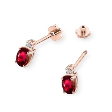 Cercei Aur 14K cu Rubin 0.60 ct si Diamante Naturale 0.03 ct Filet cu Protectie - Img 5