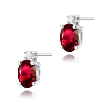 Cercei Aur 14K cu Rubin 0.60 ct si Diamante Naturale 0.03 ct - Img 4
