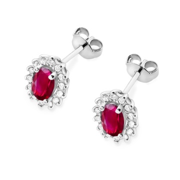 Cercei Aur 14K cu Rubin 0.60 ct si Diamante Naturale 0.24 ct - Img 5