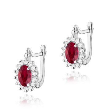 Cercei Aur 14K cu Rubin 0.60 ct si Diamante Naturale 0.24 ct - Img 3