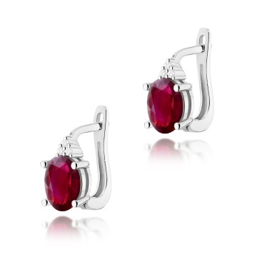 Cercei Aur 14K cu Rubin 1.00 ct si Diamante Naturale 0.05 ct - Img 3