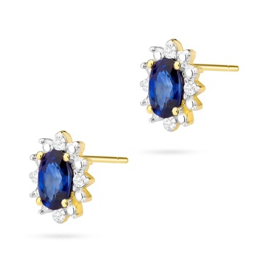 Cercei Aur 14K cu Safir 0.30 ct si Diamante Naturale 0.04 ct