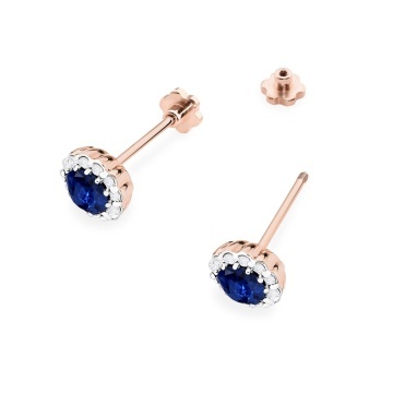 Cercei Aur 14K cu Safir 0.50 ct si Diamante Naturale 0.21 ct Filet cu Protectie - Img 4