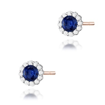 Cercei Aur 14K cu Safir 0.50 ct si Diamante Naturale 0.21 ct - Img 3