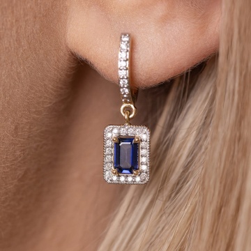 Cercei Aur 14K cu Safir 0.60 ct si Diamante Naturale 0.34 ct - Img 7