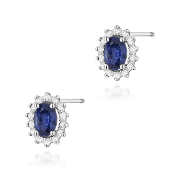 Cercei Aur 14K cu Safir 0.70 ct si Diamante Naturale 0.24 ct Filet cu Protectie - Img 4