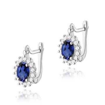 Cercei Aur 14K cu Safir 0.70 ct si Diamante Naturale 0.24 ct - Img 3