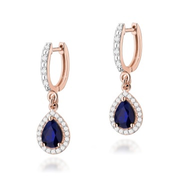 Cercei Aur 14K cu Safir 1.20 ct si Diamante Naturale 0.26 ct - Img 6