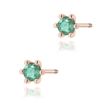 Cercei Aur 14K cu Smarald 0.15 ct Filet cu Protectie - Img 4