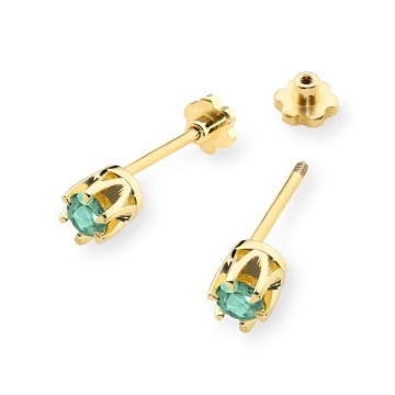 Cercei Aur 14K cu Smarald 0.15 ct Filet cu Protectie - Img 2