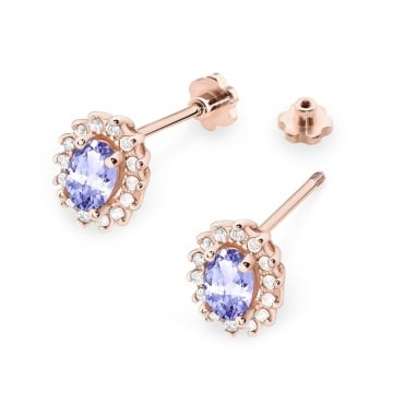 Cercei Aur 14K cu Tanzanit 0.40 ct si Diamante Naturale 0.24 ct Filet cu Protectie - Img 8