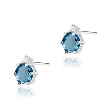 Cercei Aur 14K cu Topaz London Blue 0.50 ct si Diamante Naturale 0.03 ct - Img 3