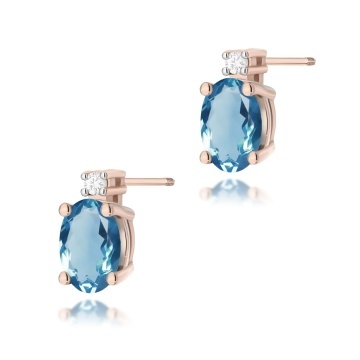 Cercei Aur 14K cu Topaz London Blue 0.50 ct si Diamante Naturale 0.03 ct Filet cu Protectie - Img 6