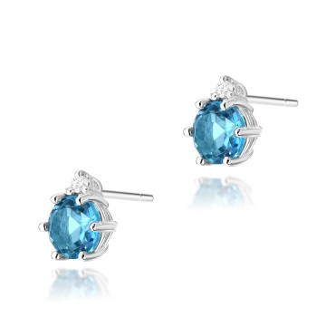 Cercei Aur 14K cu Topaz Swiss 0.50 ct si Diamante Naturale 0.03 ct - Img 3