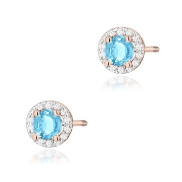 Cercei Aur 14K cu Topaz Swiss 0.50 ct si Diamante Naturale 0.24 ct Filet cu Protectie - Img 4