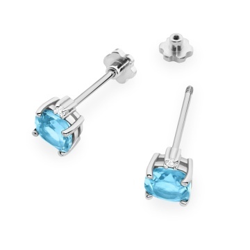 Cercei Aur 14K cu Topaz Swiss 1.10 ct si Diamante Naturale 0.03 ct Filet cu Protectie - Img 8