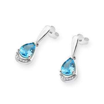 Cercei Aur 14K cu Topaz Swiss 1.40 ct si Diamante Naturale 0.05 ct - Img 4