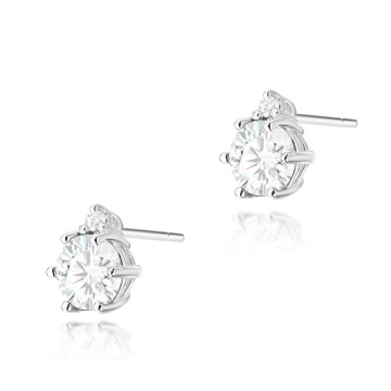 Cercei Aur 14K cu White Sapphire 0.60 ct si Diamante Naturale 0.03 ct - Img 3