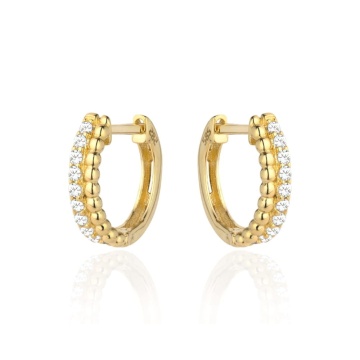 Cercei Aur 14k cu Zirconii si Bilute - Img 3