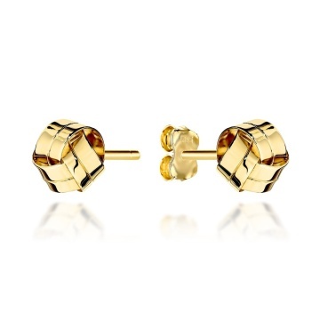 Cercei Aur 14K Nod Neted pe Tijă - Eleganță Simplă