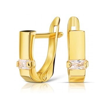 Cercei Aur 8K Cu Un Singur Cristal - Eleganță Subtilă - Img 2