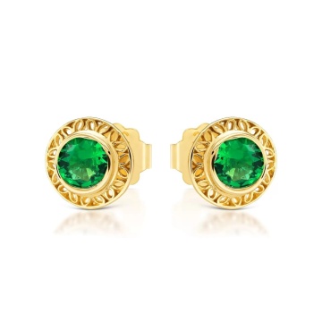 Cercei Ažur din Aur 8K cu Zirconiu Verde - Img 5