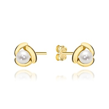 Cercei Din Aur 14K Cu Perlă Naturală Și Montură Decorativă
