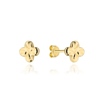 Cercei Eleganti Din Aur 14K Galben Forma Trifoi - Img 2