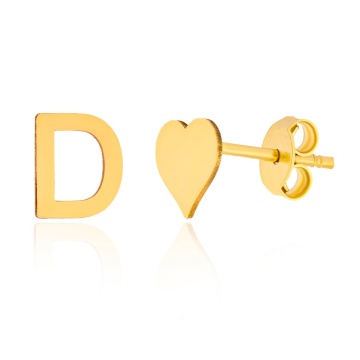 Cercei Heart & Letter din AUR 14K - Img 2