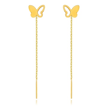 Cercei Split Butterfly din AUR 14K cu lantișor
