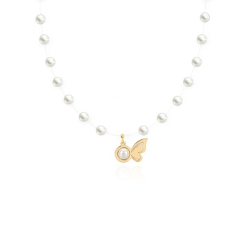 Colier Butterfly Pearls din AUR 14K și Perle Mallorca