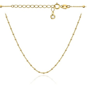 Colier cu Bilute Mici si Cristal- Aur 14k