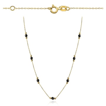 Colier cu Margelute Negre si Bilute- Aur 14k - Img 2