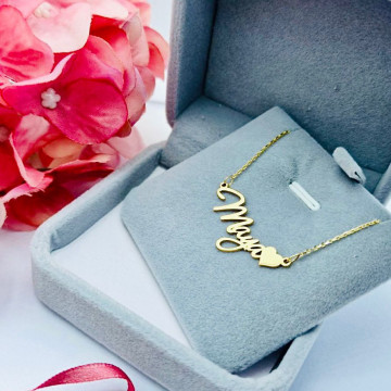 Colier din Aur 14k personalizat cu inimioara si nume la alegere - Img 4