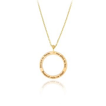 Colier Disc din Aur 14k - cu tema religioasa