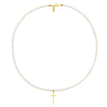 Colier Faith Pearls cu cruce din AUR 14K si perle de cultura - Img 2