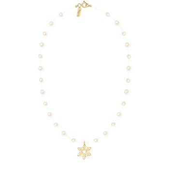 Colier Pearl & Snow cu Perle de Cultura și fulg de nea din AUR 14K - Img 2
