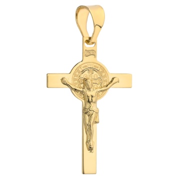Cruciuliță Benedictină Din Aur Galben 14K