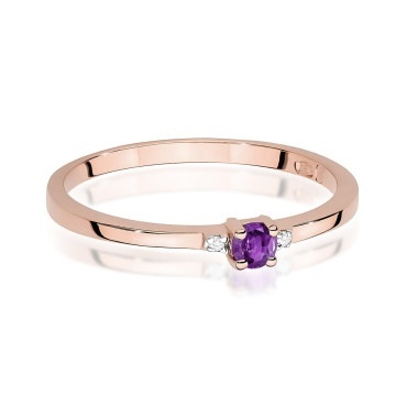 Inel Aur 14K cu Ametist 0.10 ct si Diamante Naturale 0.01 ct - Img 6
