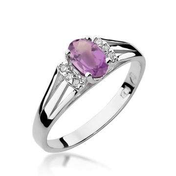 Inel Aur 14K cu Ametist 0.40 ct si Diamante Naturale 0.05 ct - Img 6