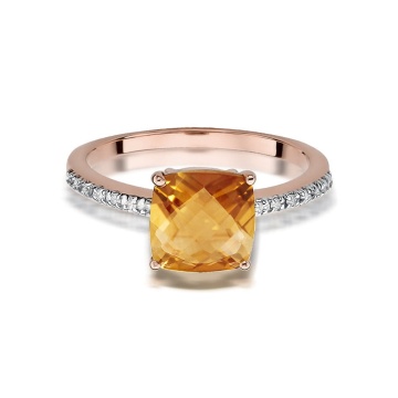 Inel Aur 14K cu Citrin 2.00 ct si Diamante Naturale 0.07 ct - Img 8