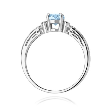 Inel Aur 14K cu Diamante Albastre de Laborator 0.52 ct - Img 11
