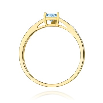 Inel Aur 14K cu Diamante Albastre de Laborator 0.53 ct - Img 3