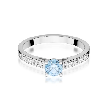 Inel Aur 14K cu Diamante Albastre de Laborator 0.62 ct - Img 10