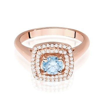 Inel Aur 14K cu Diamante Albastre de Laborator 0.78 ct - Img 6