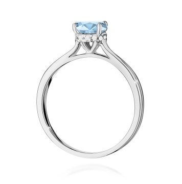 Inel Aur 14K cu Diamante Albastre de Laborator 1.07 ct - Img 11