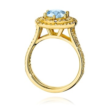 Inel Aur 14K cu Diamante Albastre de Laborator 1.63 ct - Img 3
