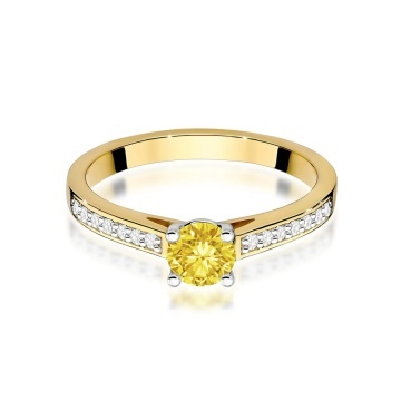 Inel Aur 14K cu Diamante Galbene de Laborator 0.62 ct - Img 2